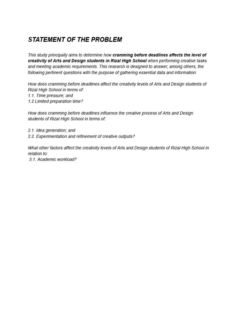 Statement of The Problem | PDF