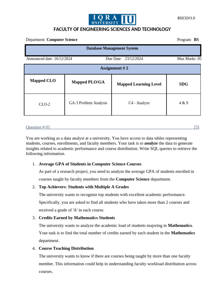 e. 032410315 DBMS Assg# 02 | PDF | Databases | Computer Science