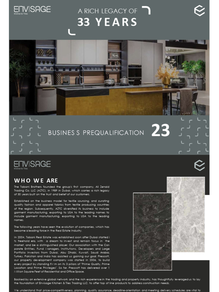 Envisage Kitchen & Tiles Overview | PDF