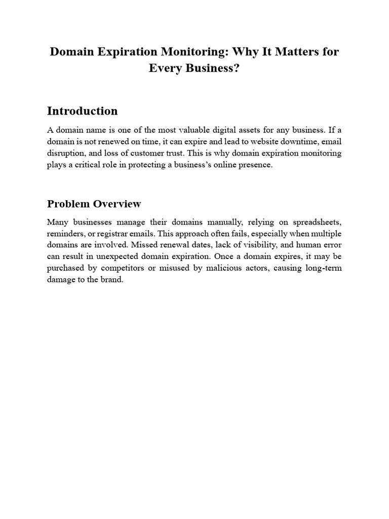 Domain Expiration Monitoring | PDF