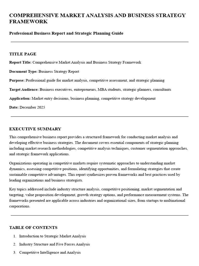 Market Analysis & Strategy Framework Guide | PDF | Market Segmentation ...