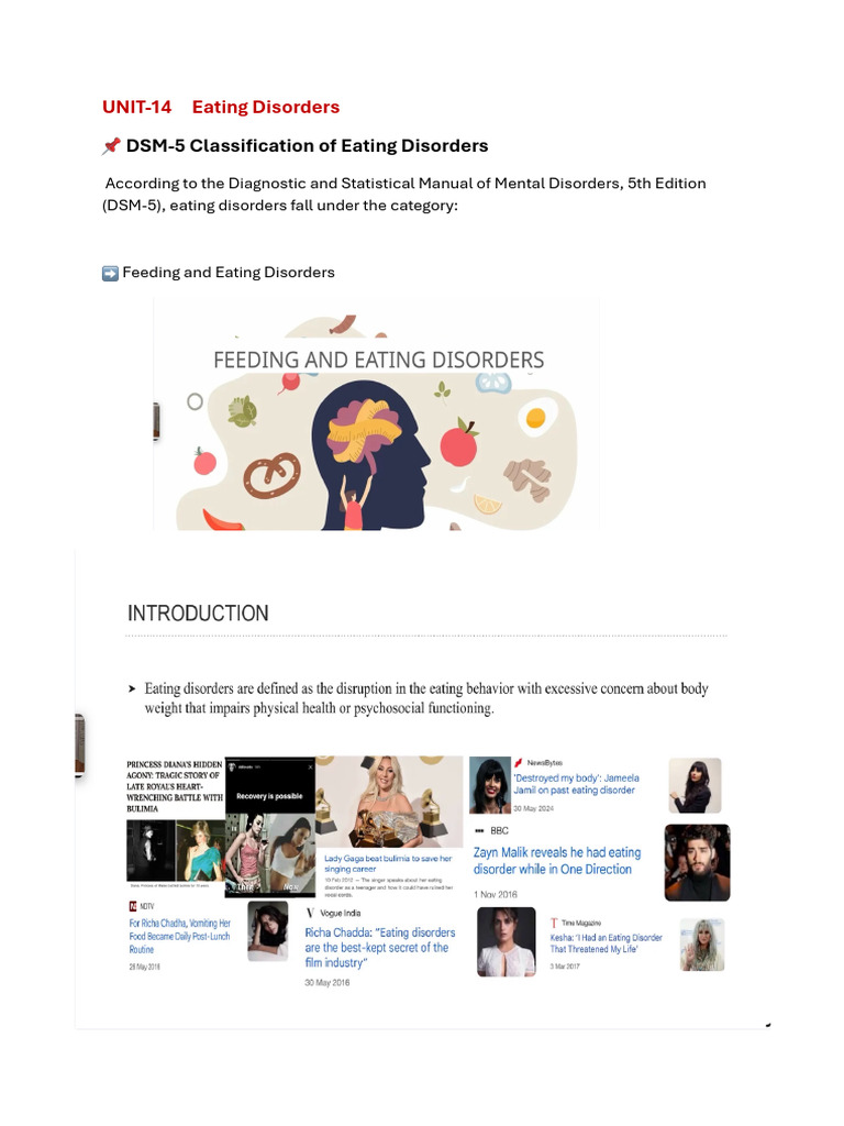 Unit 14 Eating Disorder | PDF | Eating Disorder | Anxiety