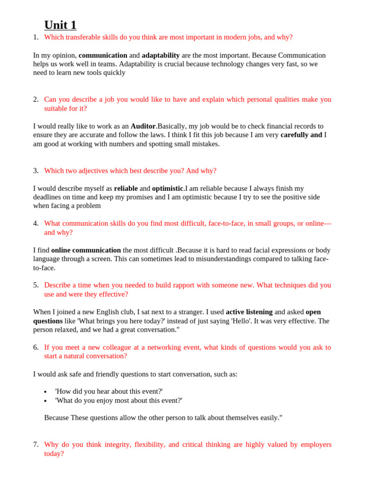 Questions for Speaking Test | PDF | Brand | Negotiation