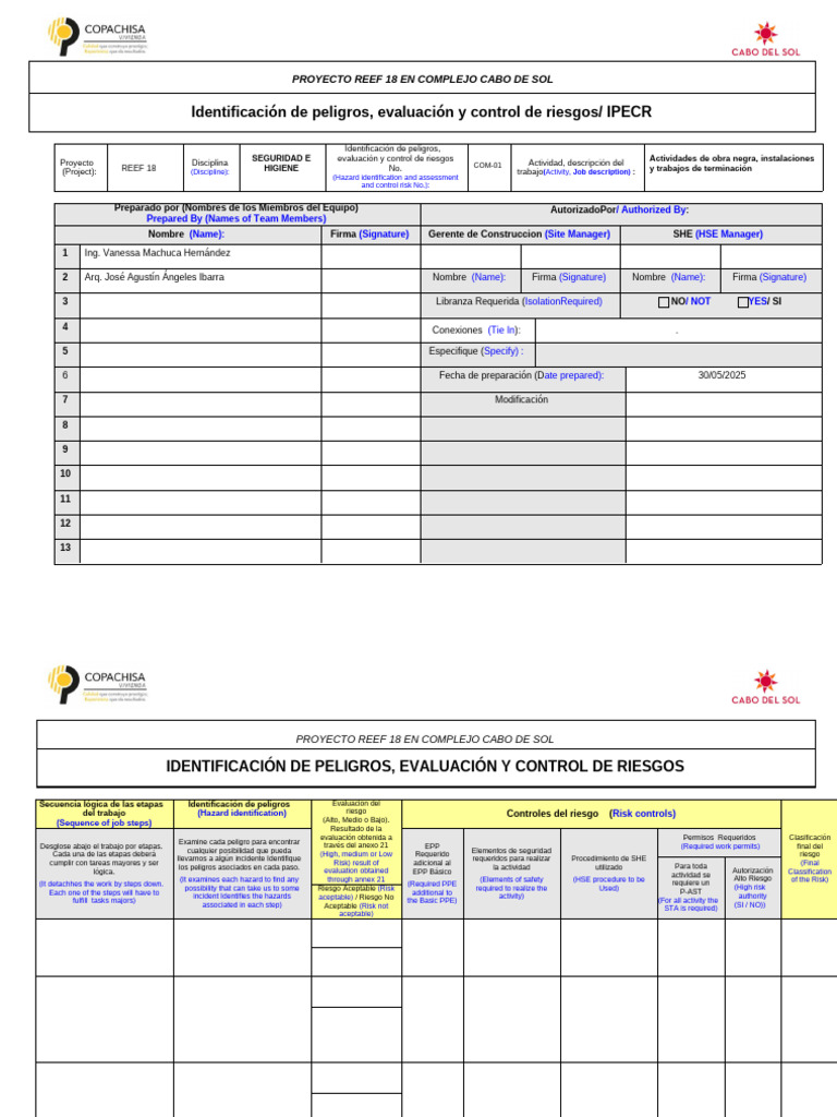 Identificacion de Peligros, Evaluación y Control de Riesgos | PDF