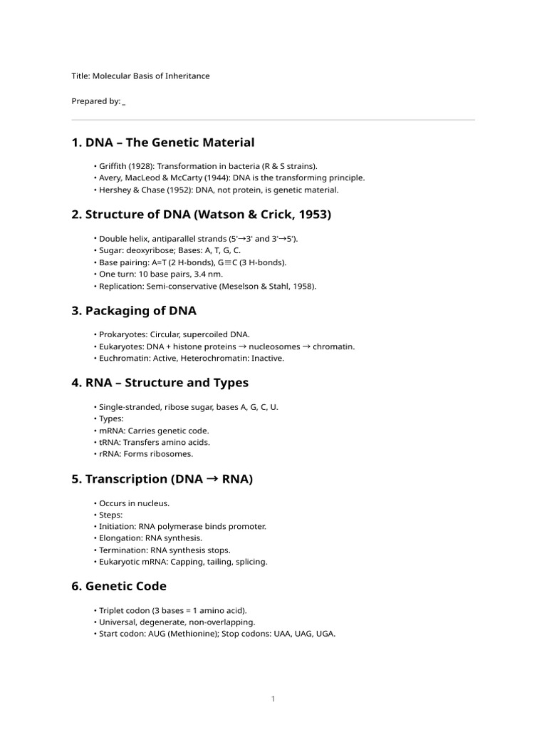 Molecular Inheritance: DNA & RNA Basics | PDF | Dna | Operon