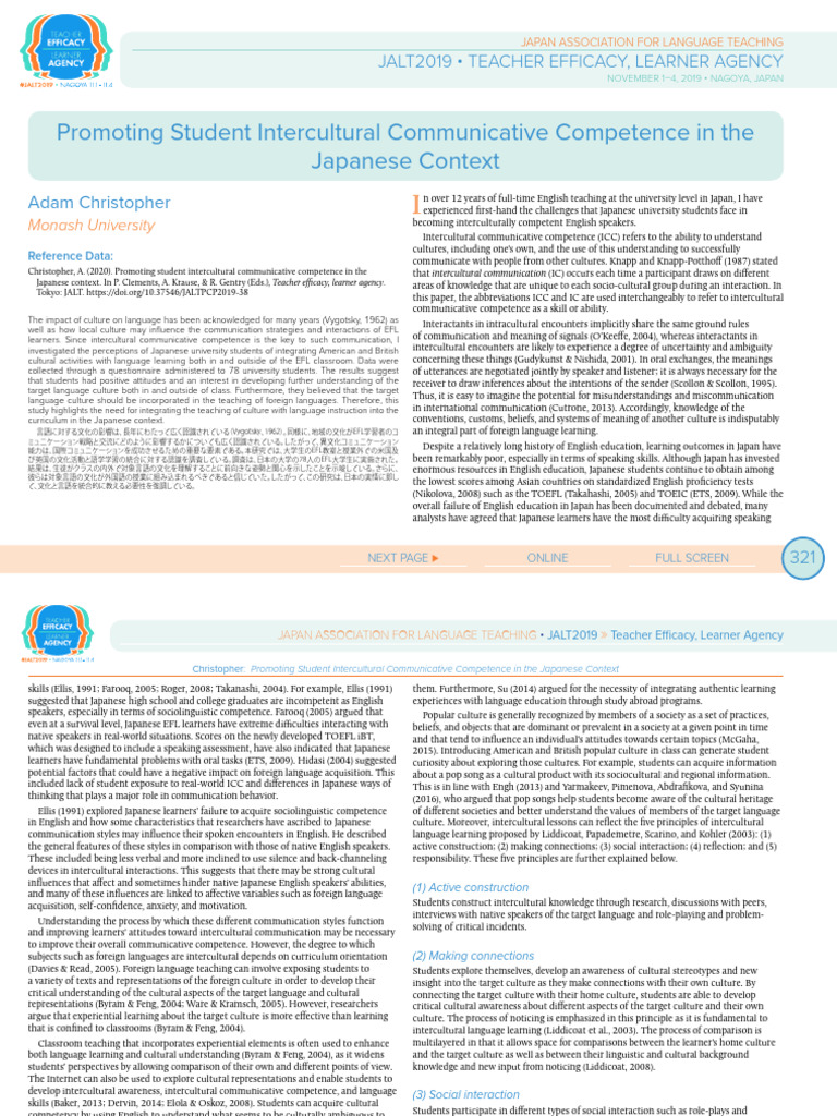 Promoting Student Intercultural Communicative Competence in The | PDF ...