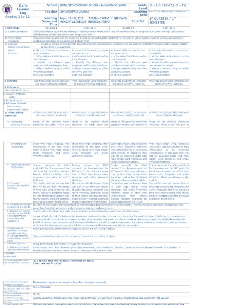 q1 Week10 0818 222025 Emptech Exam Week | PDF | Educational Assessment ...