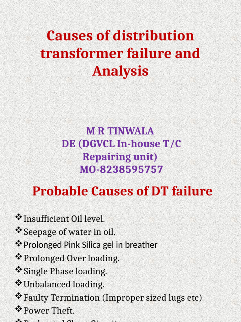 final Cause of transformer failure and analysis | PDF | Transformer ...