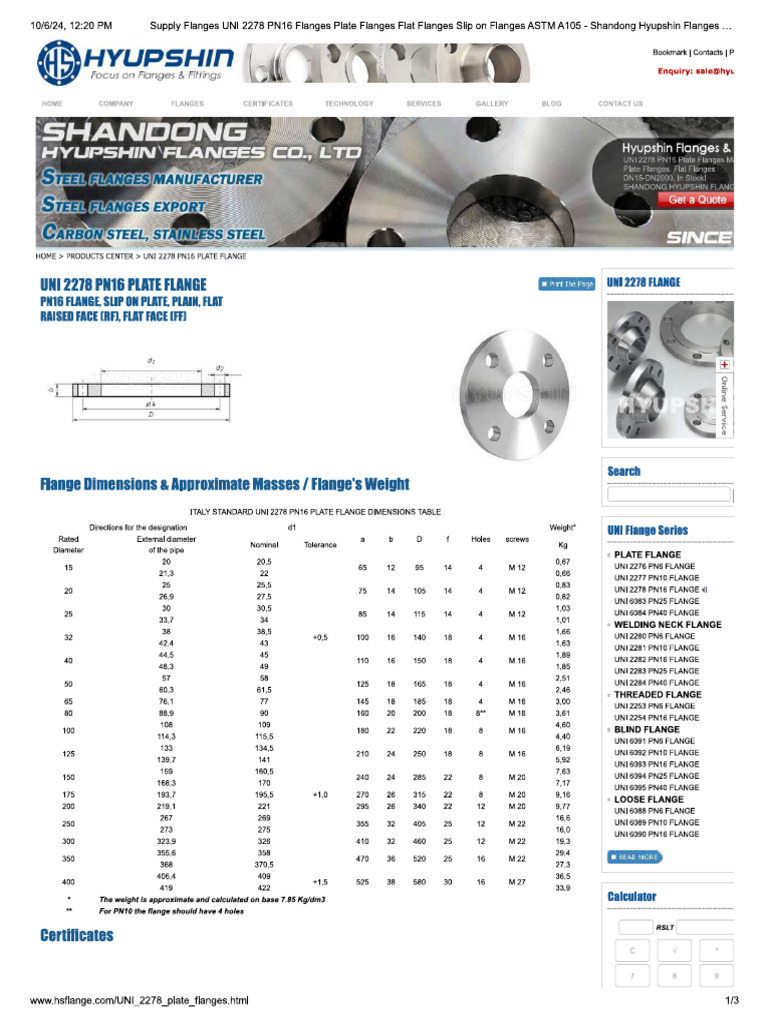 UNI 2278 PN16 | PDF