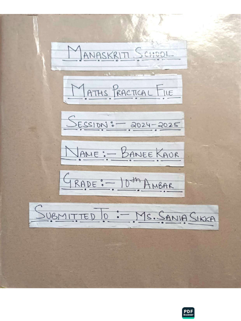 Maths Practical File Grade 10 Sample - Compressed | PDF