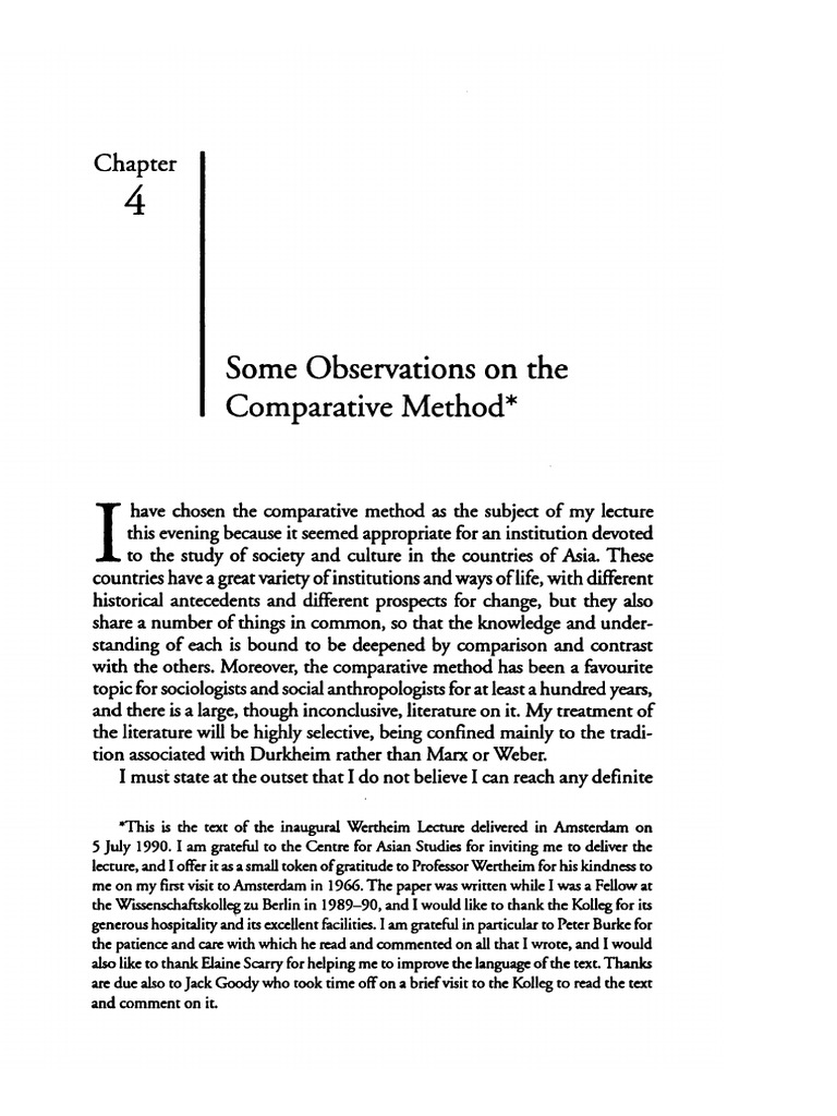 A Beteille Some Observations on the Comparative Method | PDF