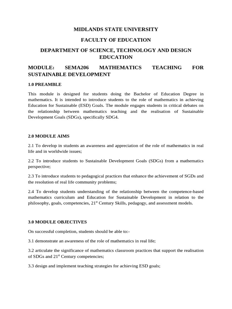 Mathematics for Sustainable Development | PDF | Sustainable Development ...