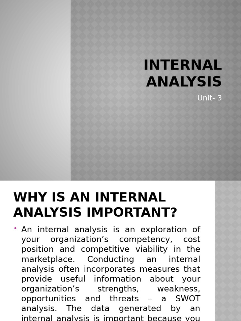 Importance of Internal Analysis in Business | PDF | Swot Analysis ...