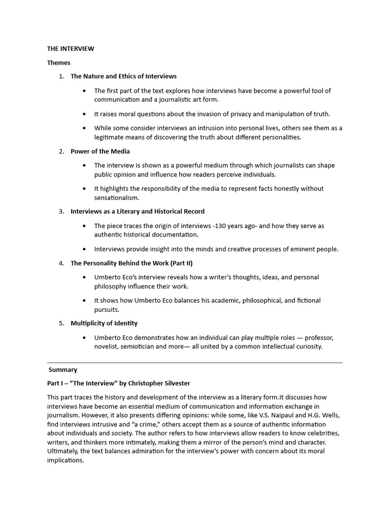 The Interview | PDF | Semiotics | Liberal Arts Education