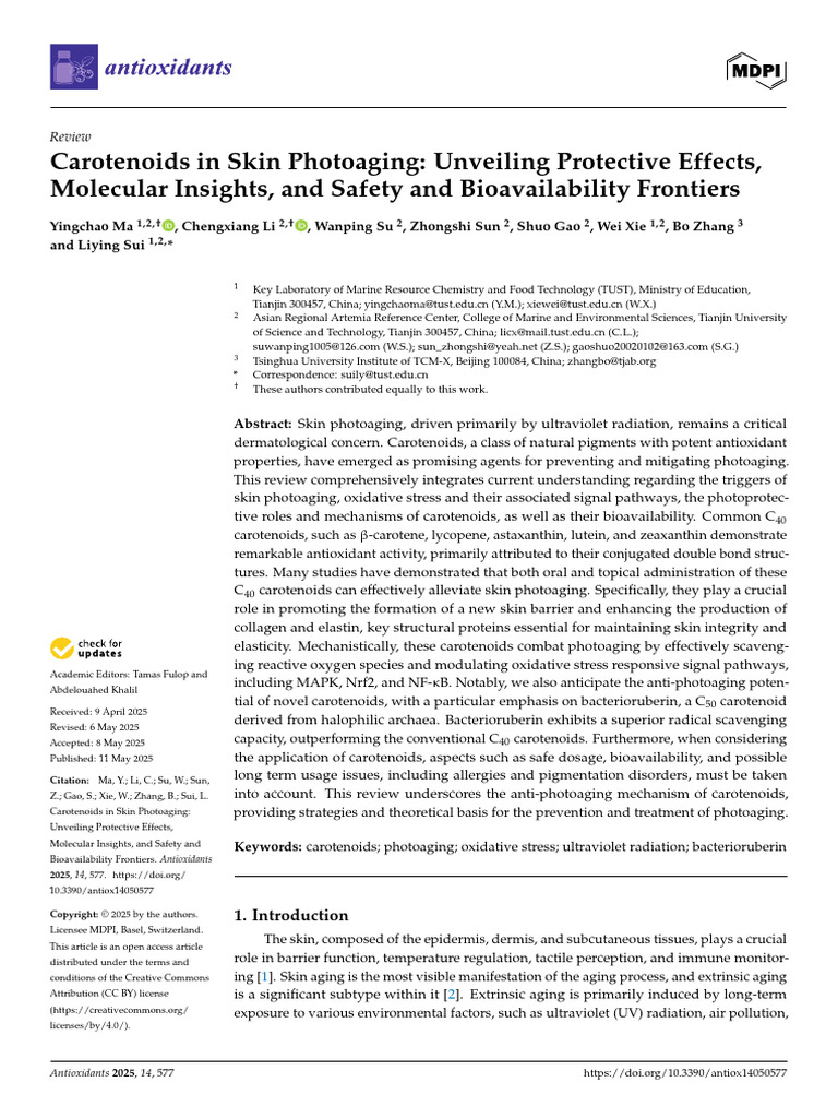 Carotenoids in Skin Photoaging Unveiling Protective Effects, Molecular ...