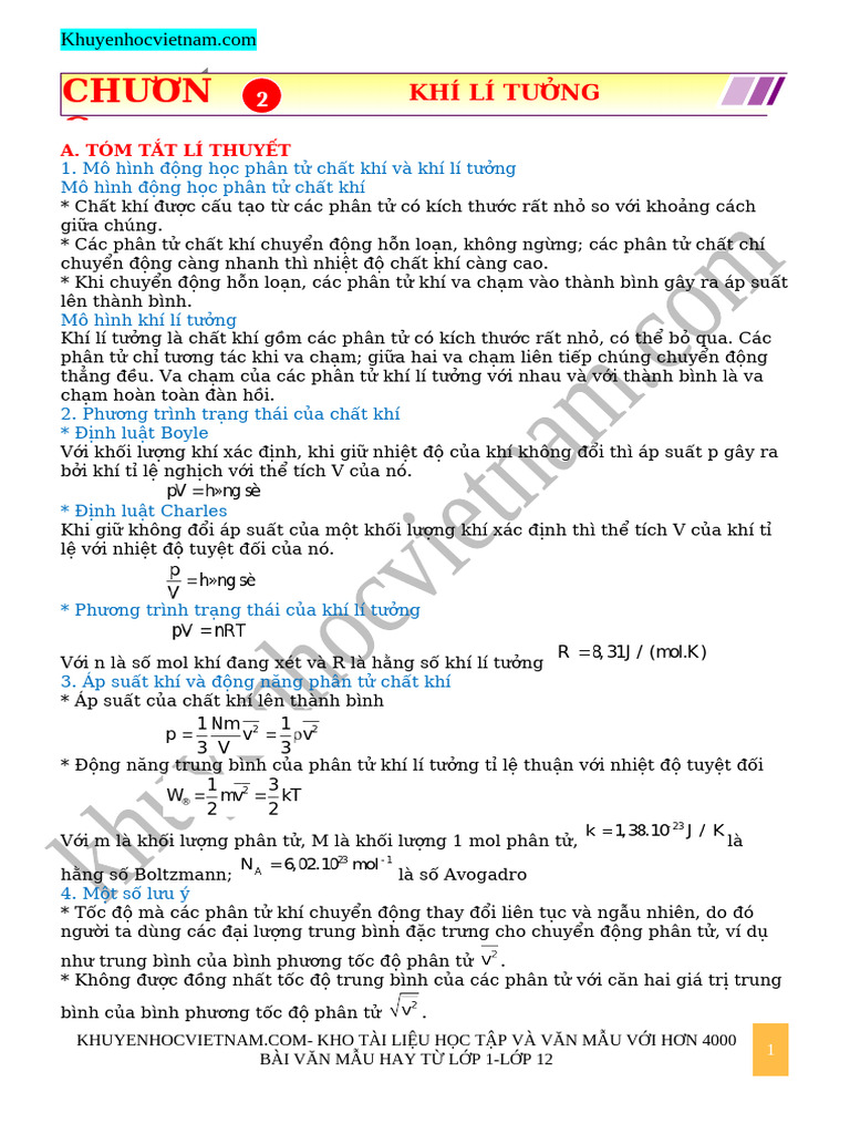 Chuyen de Khi Li Tuong On Thi TN THPT | PDF