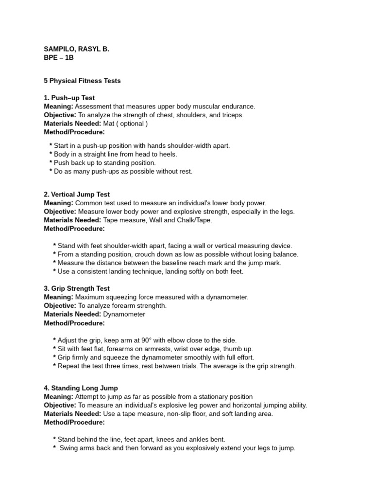 5 Essential Physical Fitness Tests | PDF