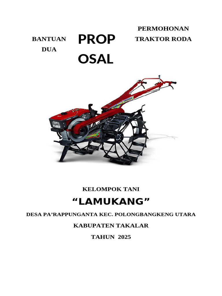 Proposal Traktor Roda 2 Lamukang | PDF