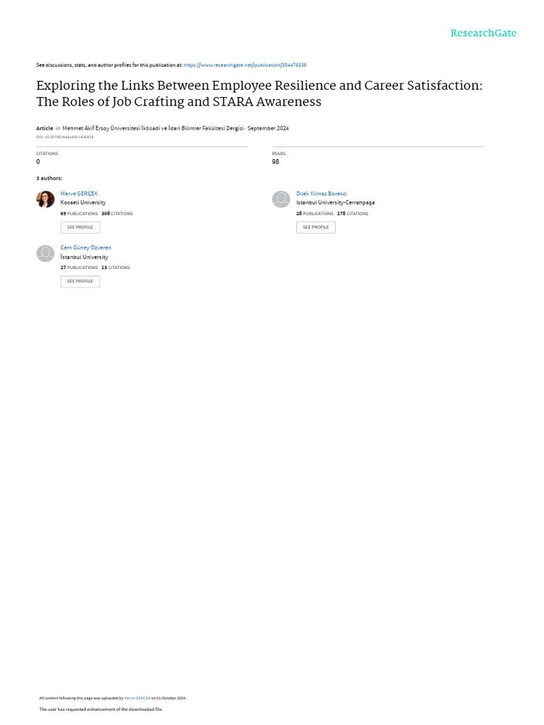 The Roles of Job Crafting and STARA Awareness | PDF | Psychological ...