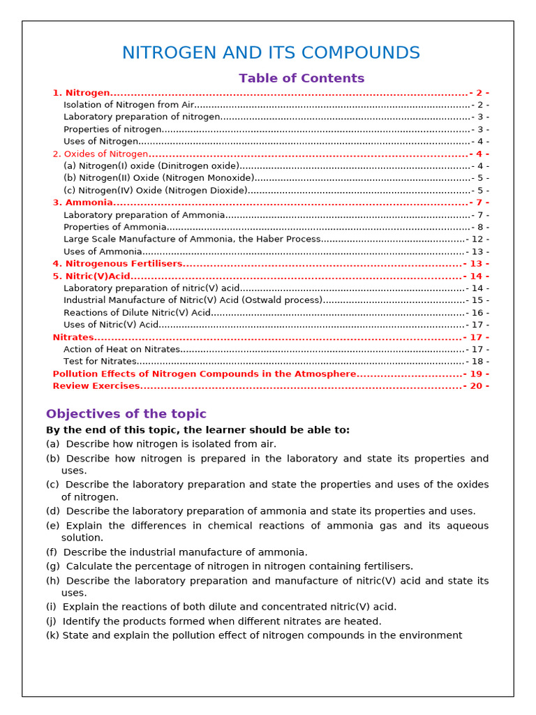 3.4-Nitrogen-and-its-Compounds | PDF | Nitrogen | Nitric Acid