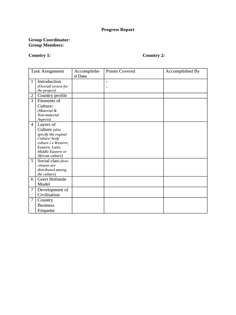 Cultural Analysis Progress Report | PDF
