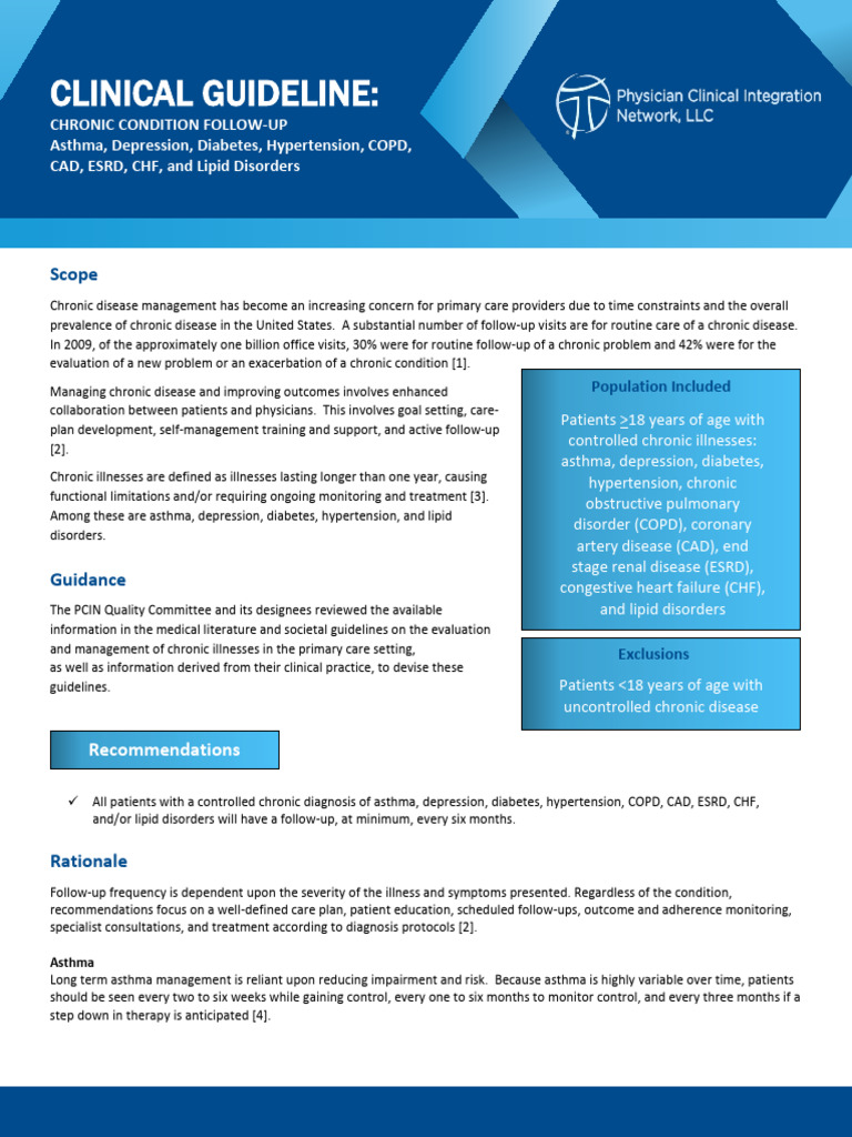 Chronic Disease Follow-Up Guidelines | PDF | Chronic Condition ...