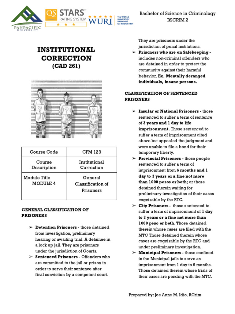 Classification of Prisoners in Corrections | PDF | Prison | Prisoner
