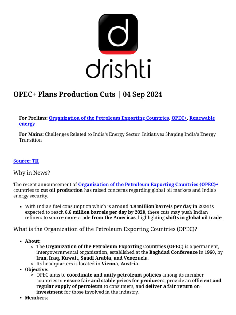 OPEC+ Announces Oil Production Cuts | PDF | Opec | Petroleum