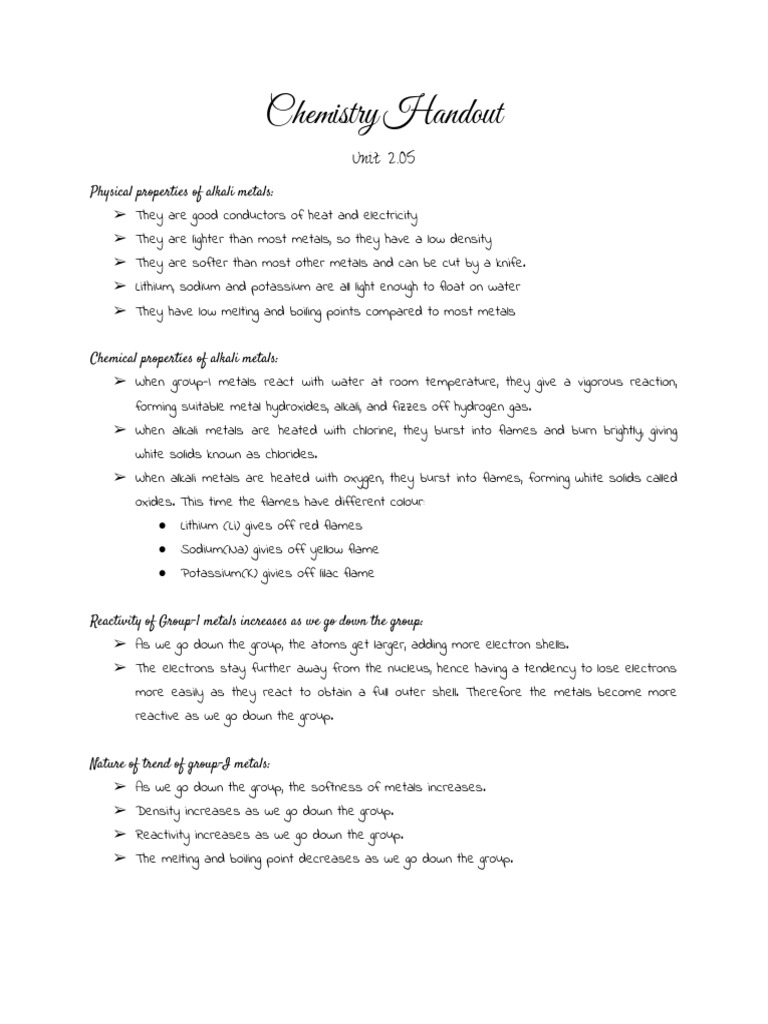 Alkali and Alkaline Earth Metals Properties | PDF | Sodium | Lithium