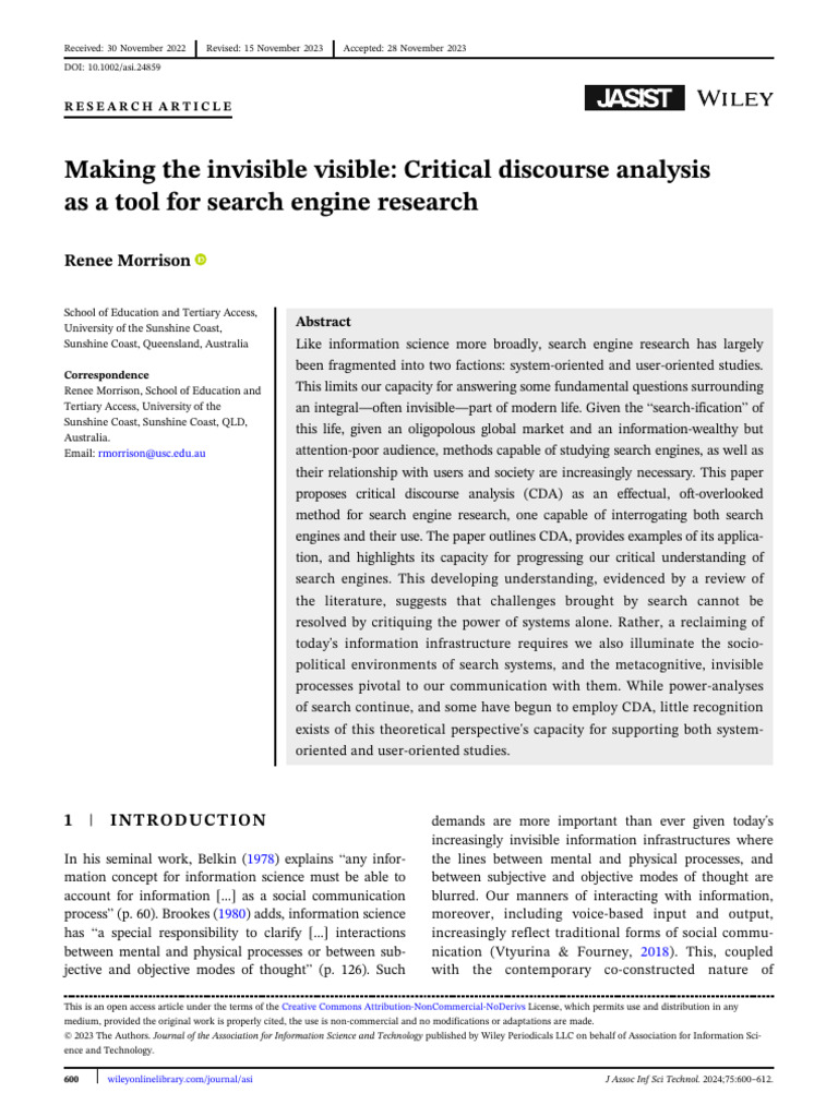 Critical Discourse Analysis in Search Research | PDF | Information ...