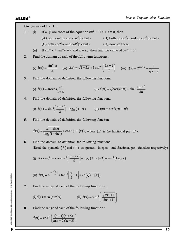 Inverse Trigonometric Functions Guide | PDF | Function (Mathematics ...