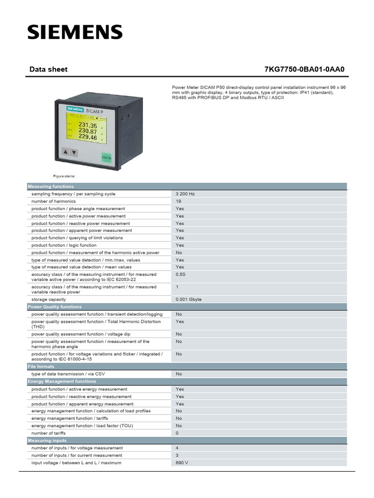 7KG77500BA010AA0 Datasheet En | PDF | Ac Power | Electrical Engineering