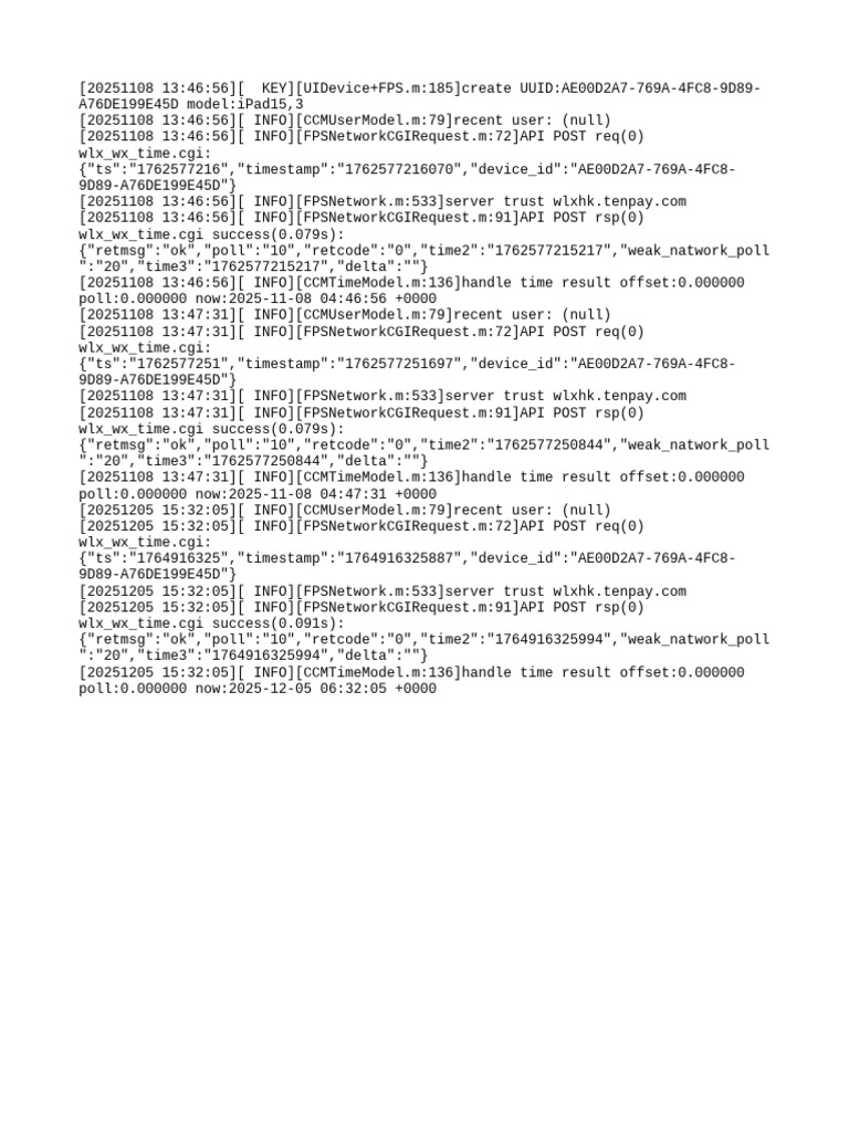 API Request Logs for iPad Device | PDF