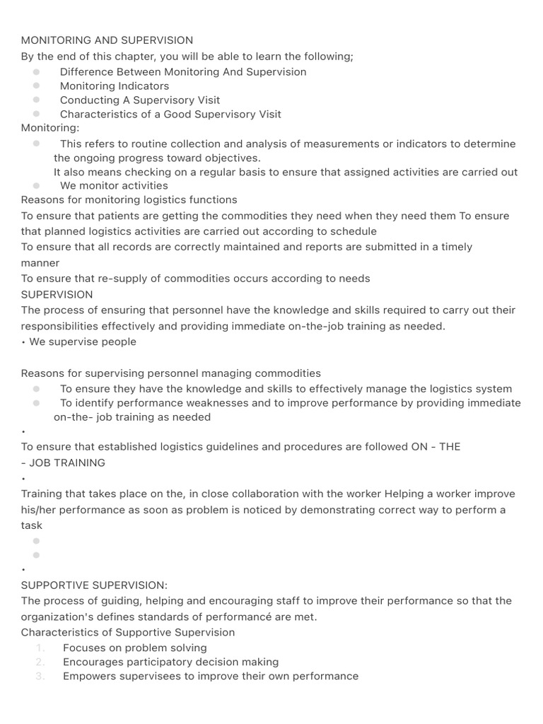 Monitoring and Supervision Guidelines | PDF | Evaluation | Monitoring ...