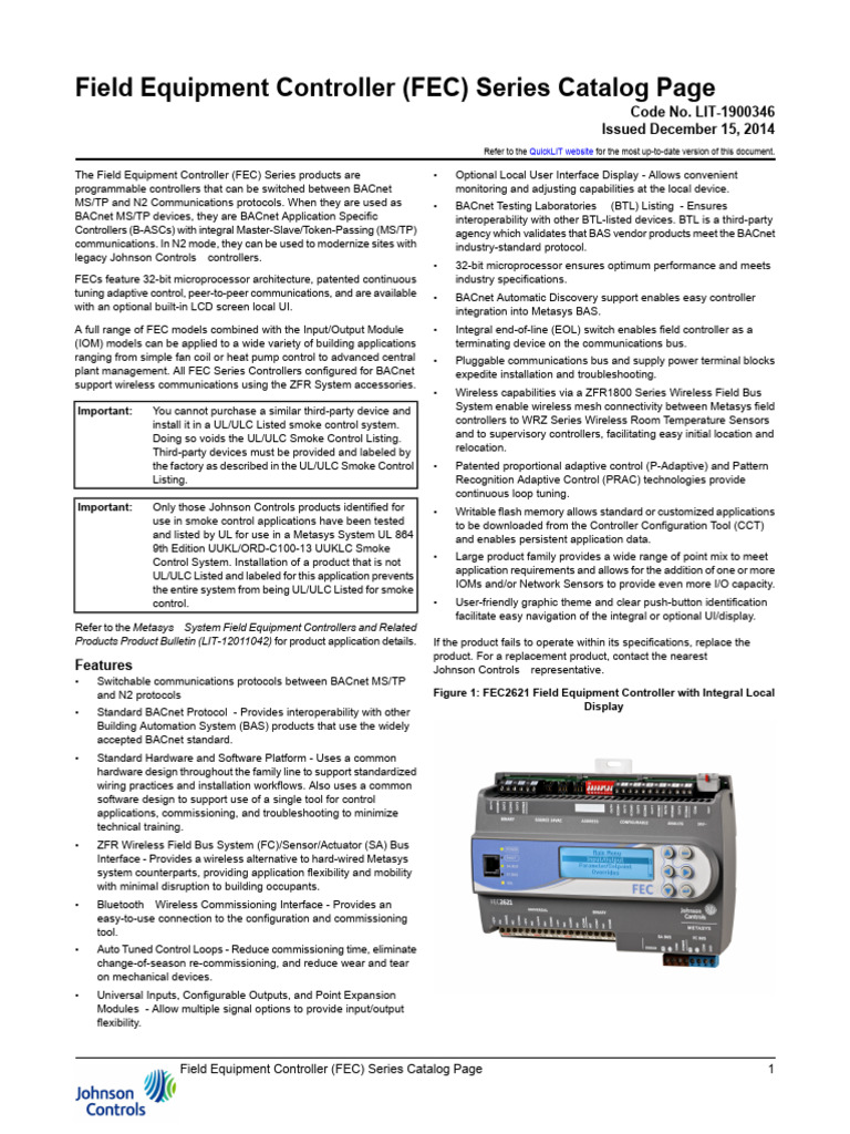 FEC Series Controllers Catalog Overview | PDF | Microcontroller ...