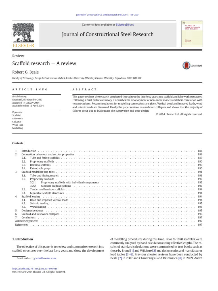 Scaffold Research Review and Modelling | PDF | Scaffolding | Buckling