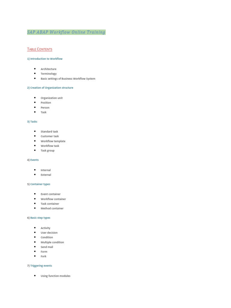 SAP ABAP Workflow Training Guide | PDF