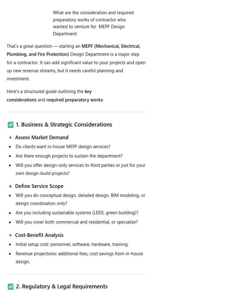 Setting Up an MEPF Design Department | PDF | Building Information ...