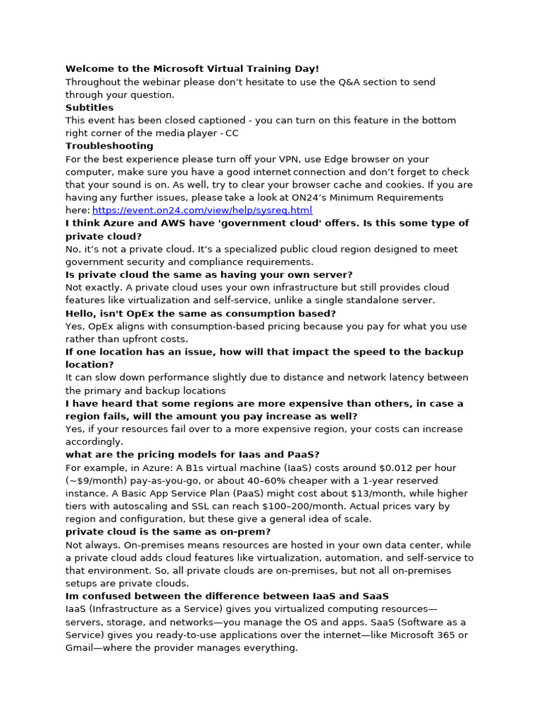 Microsoft Virtual Training Day Overview | PDF | Microsoft Azure | Cloud ...