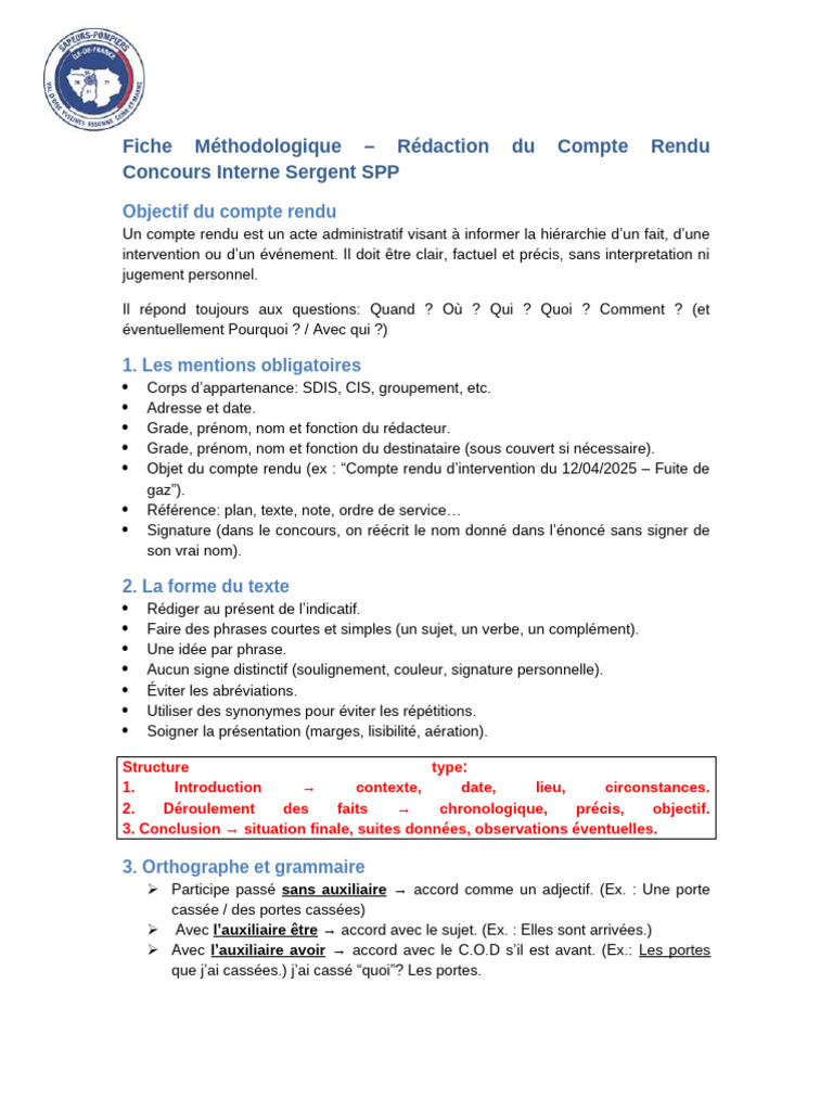 Rédaction du Compte Rendu SPP | PDF | Phrase | Orthographie
