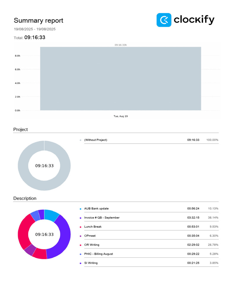 Clockify_Time_Report_Summary_19_08_2025-19_08_2025 1 | PDF
