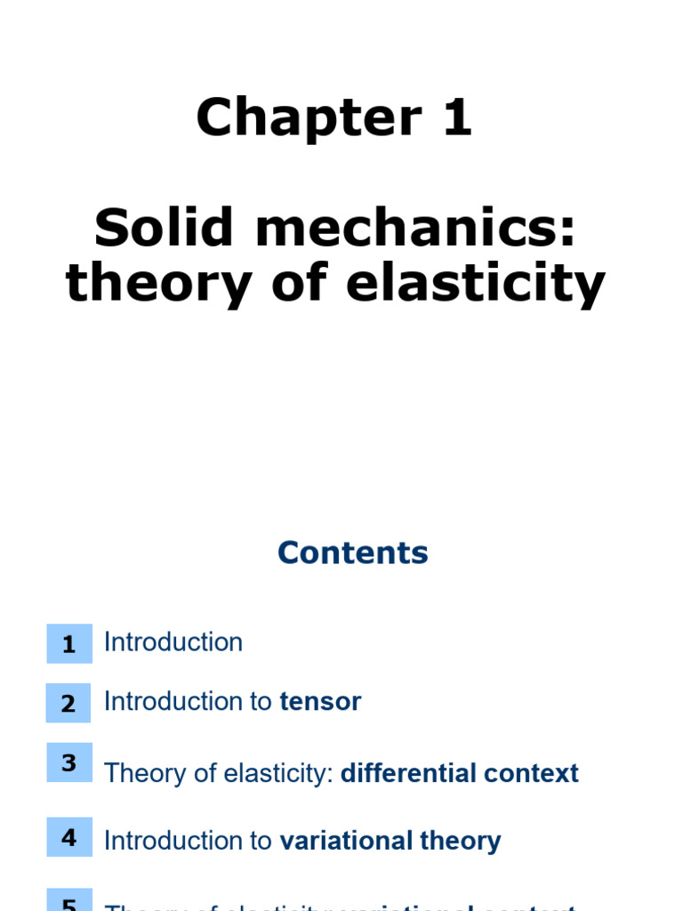 Theory of Elasticity in Solid Mechanics | PDF | Elasticity (Physics ...