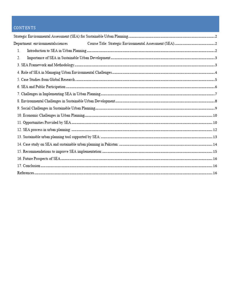 SEA for Sustainable Urban Planning Guide | PDF | Sustainability ...