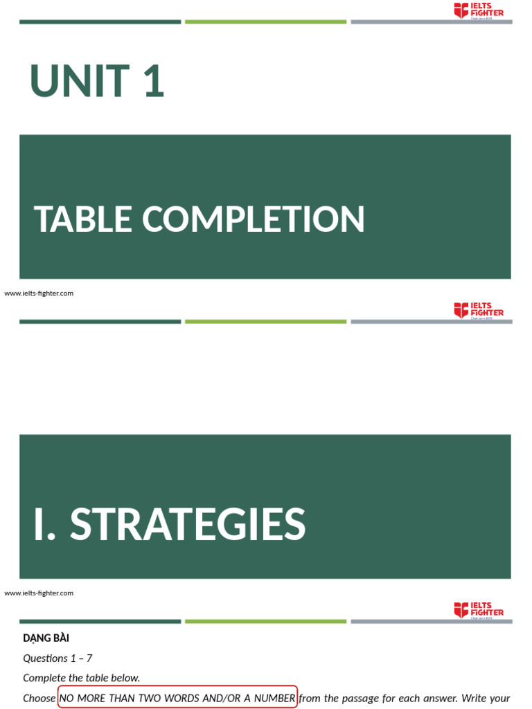 IELTS Table Completion Strategies | PDF | Road Surface | Road