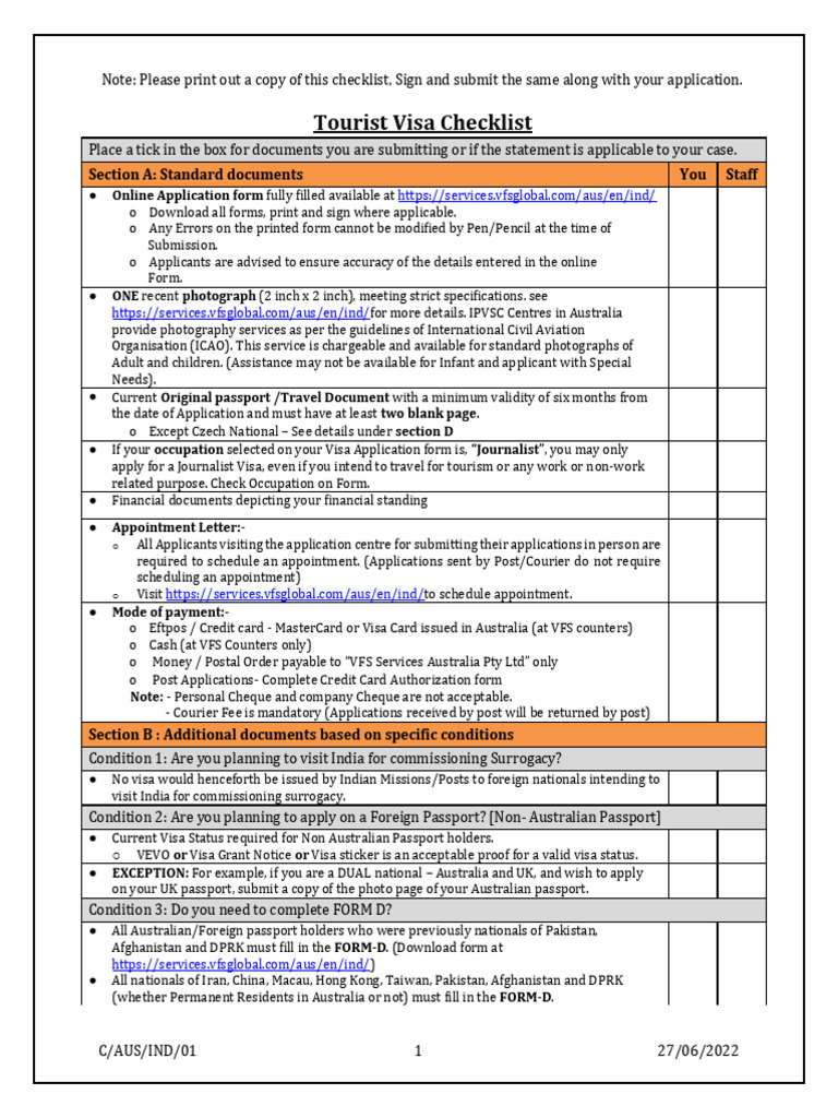 Tourist Visa Application Checklist | PDF | Travel Visa | Passport