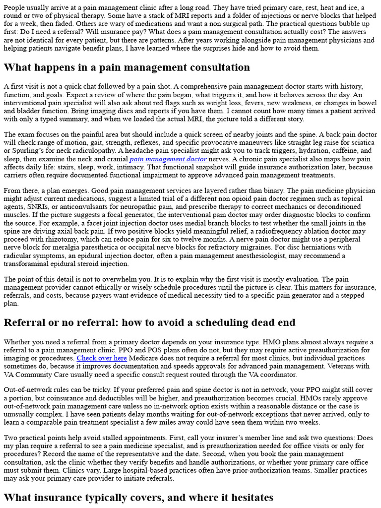 Pain Management Consultation Guide | PDF | Pain Management | Pain