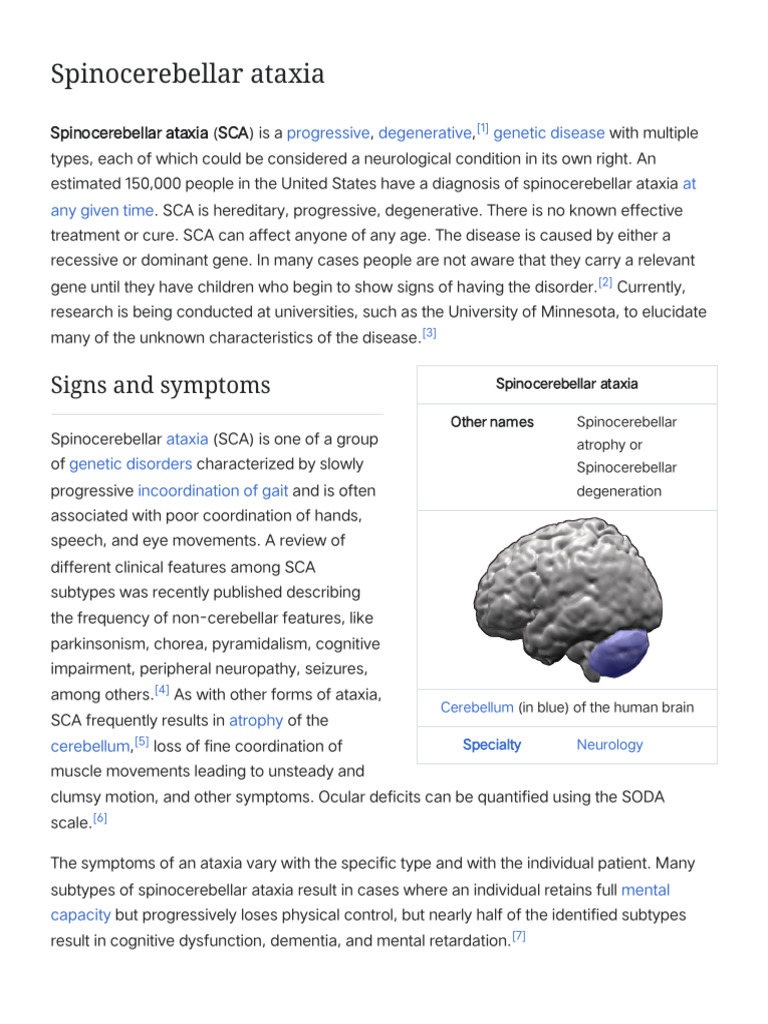 Spinocerebellar Ataxia Overview | PDF | Diseases And Disorders ...