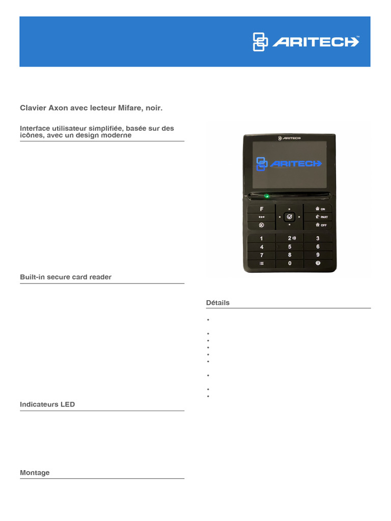 Clavier Axon ATS1125-B avec lecteur Mifare | PDF | Clavier d'ordinateur ...