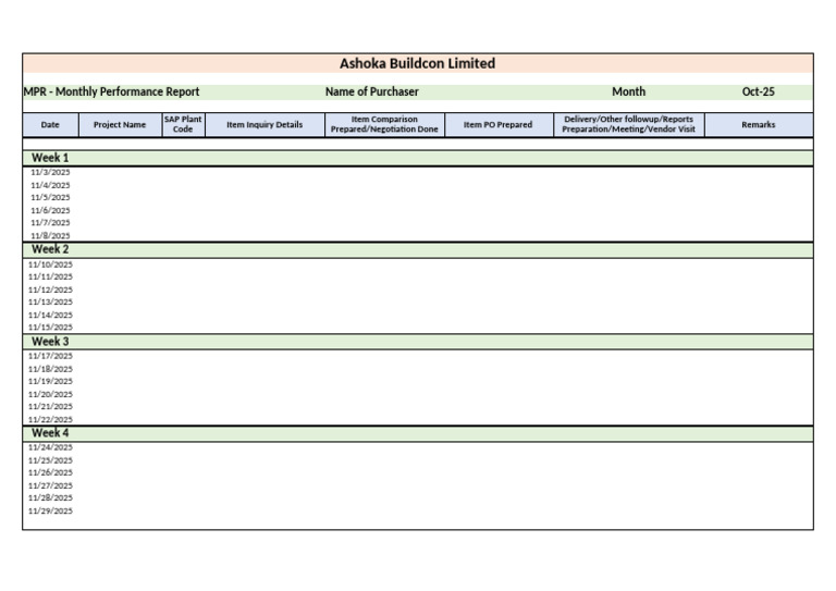 Individual Monthly Performance Report | PDF