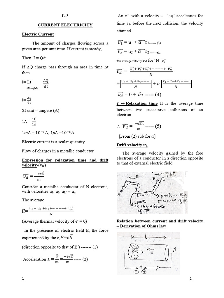 L3-CurrentElectricity | PDF | Electrical Resistivity And Conductivity ...